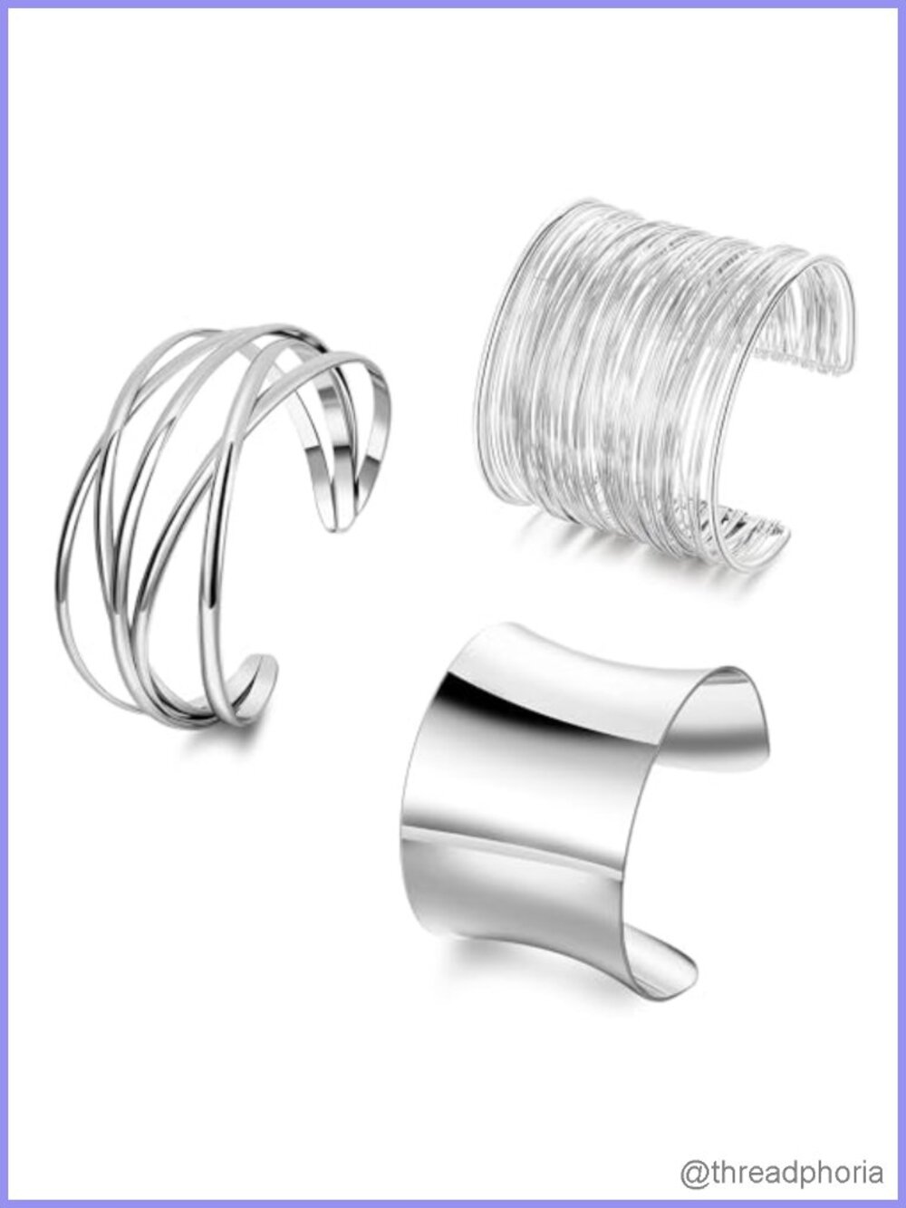3Pcs Chunky Gold/Silver Cuff Bracelets for Women - Adjustable Alloy
